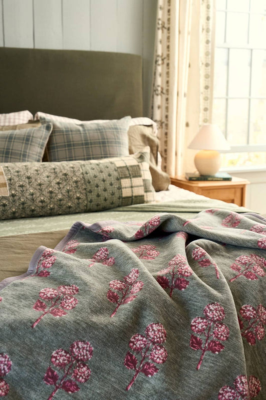 Hydrangea Blockprint Blanket