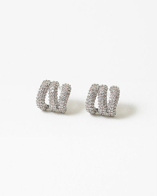 Silver Crystal Huggie Earring