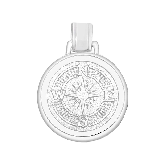 Compass Rose Alpine White Silver Large Pendant