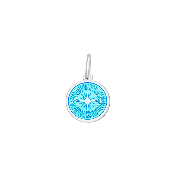 Compass Rose Light Blue Silver Mini Pendant