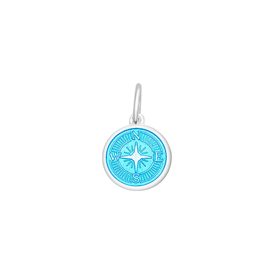 Compass Rose Light Blue Silver Mini Pendant