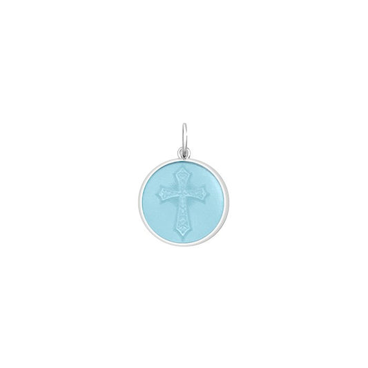 Cross Light Blue Silver Small Pendant