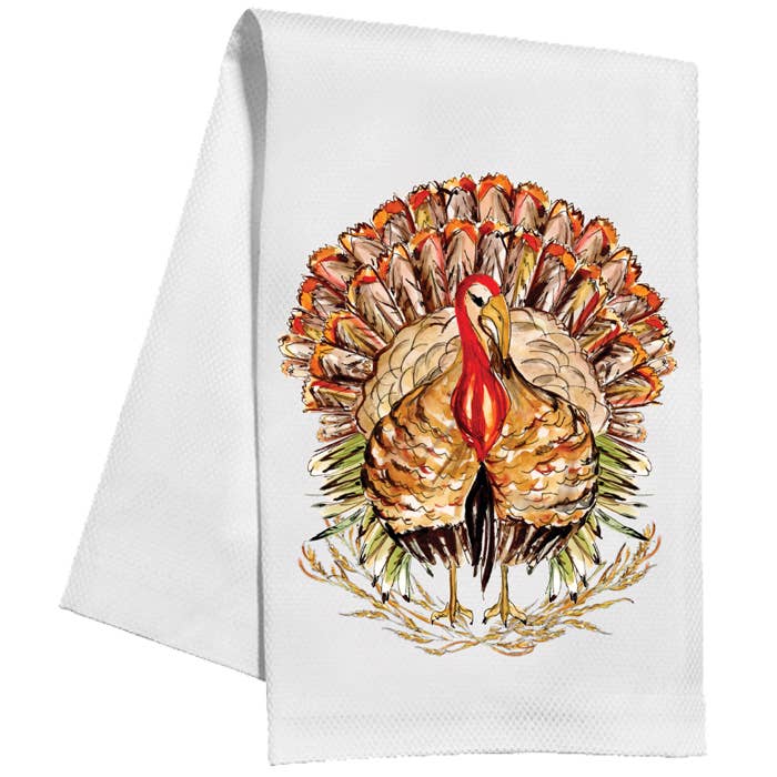 Handpainted Standing Turkey  Kitchen Towel