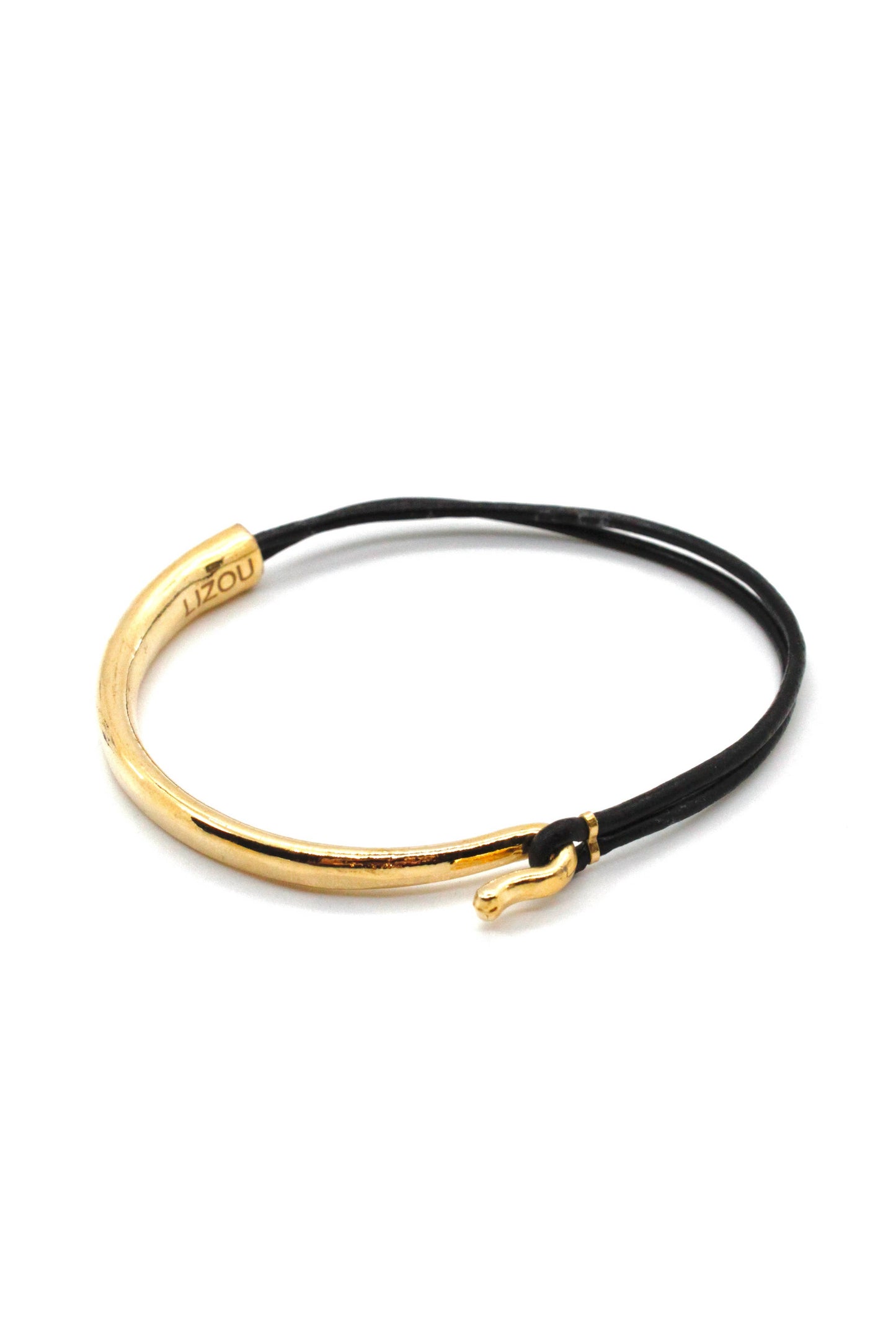 Black Leather Bangle Bracelet