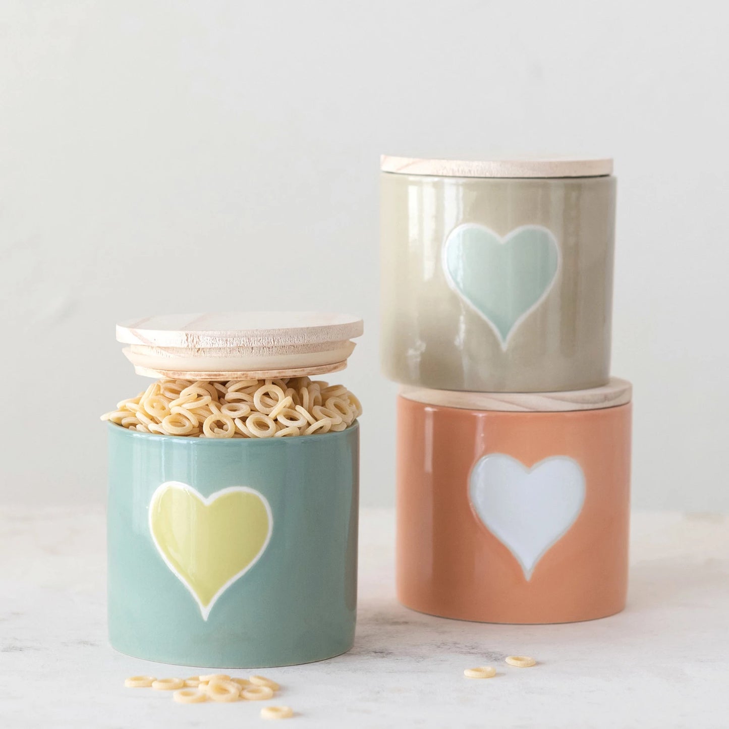 Stoneware Heart Canister w/ Lid