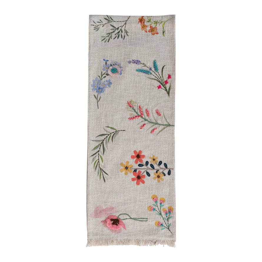 Flowers, Embroidery & Fringe Table Runner