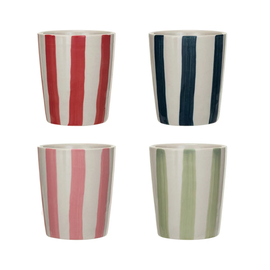 Hand-Painted Stripe Cups