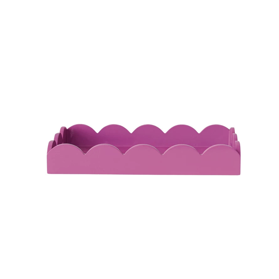 Fuchsia Lacquered Scalloped Tray