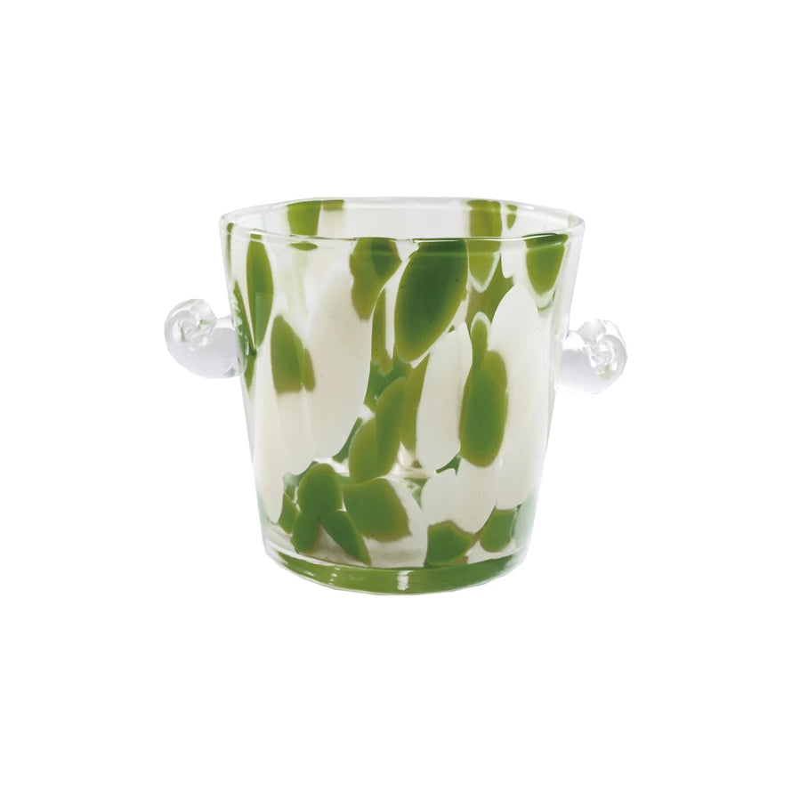 Green Confetti Glass Ice Bucket