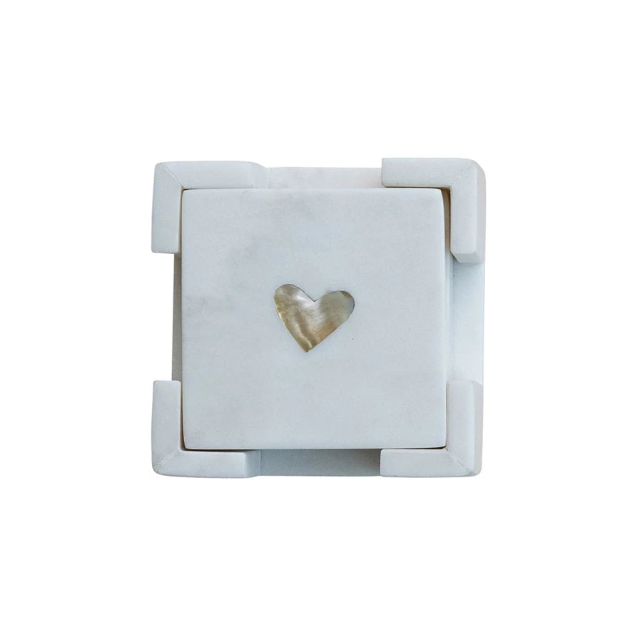 Mother of Pearl Heart Coasters