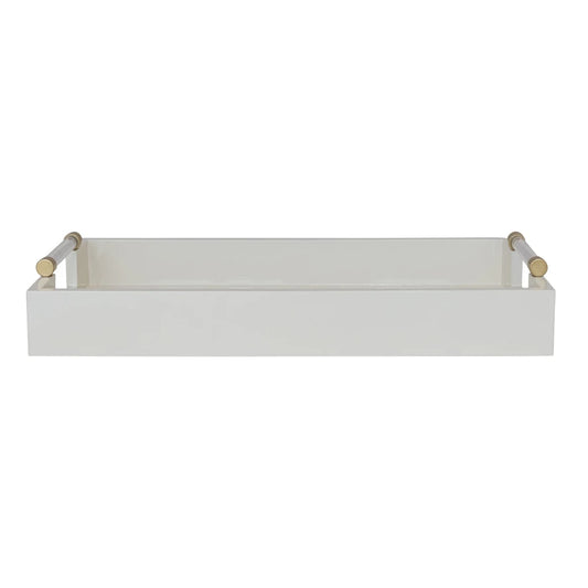 Cream Lacquered Gold Handle Tray