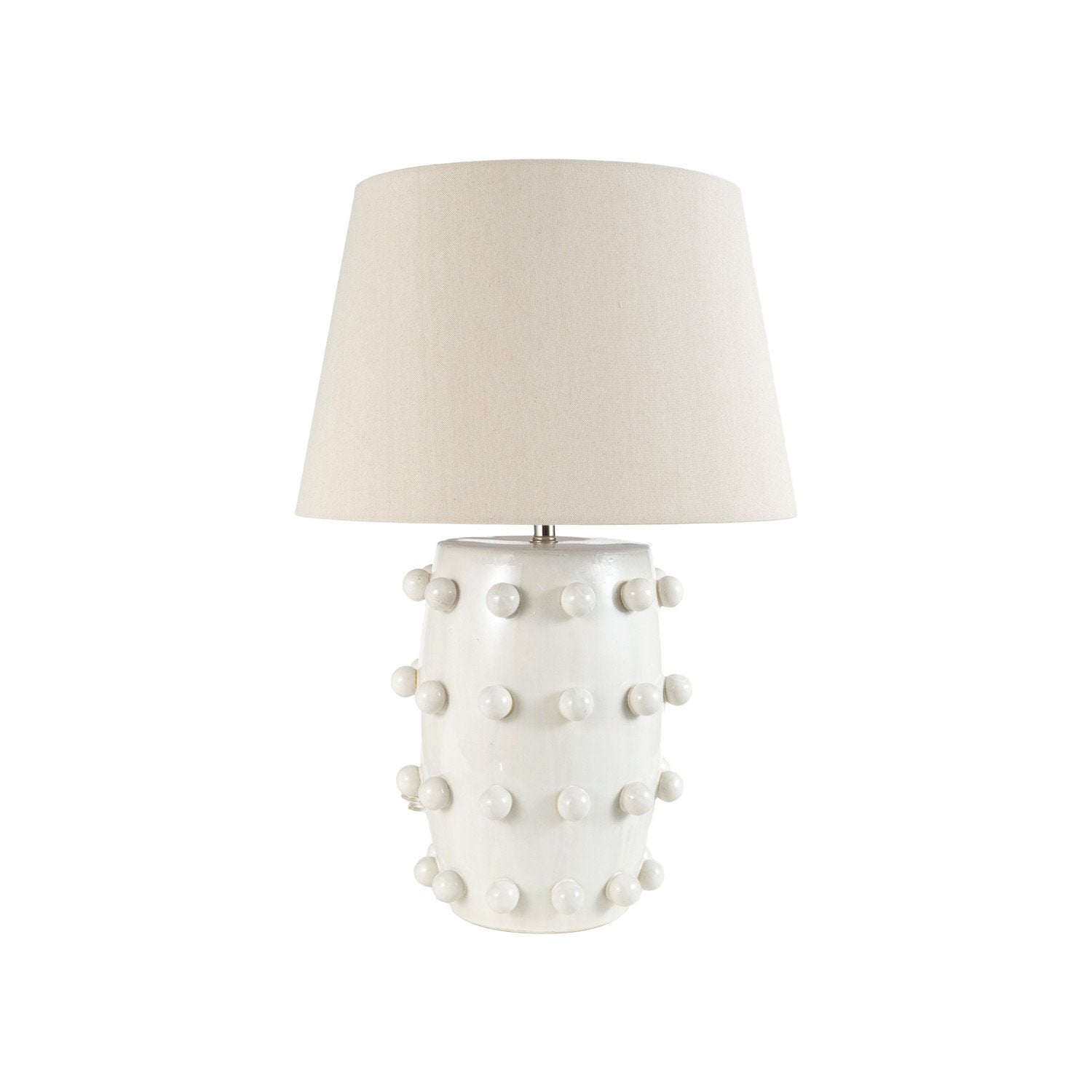 Stoneware Table Lamp with 3D Balls, Linen Shade & Inline Switch, White