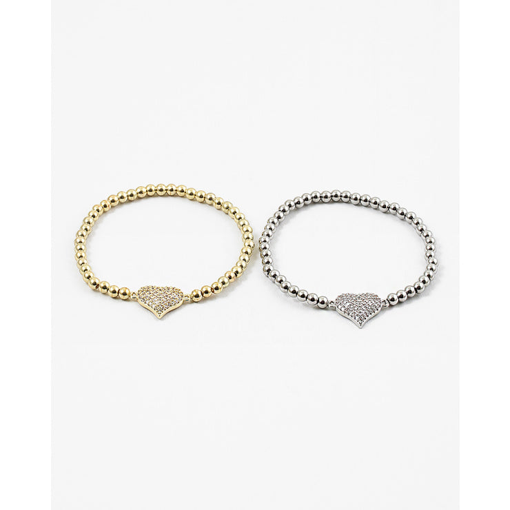 Beaded Cz Heart Bracelets