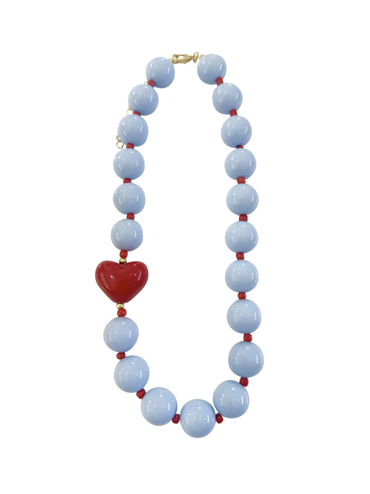 Blue Judy Chunky Heart Necklace