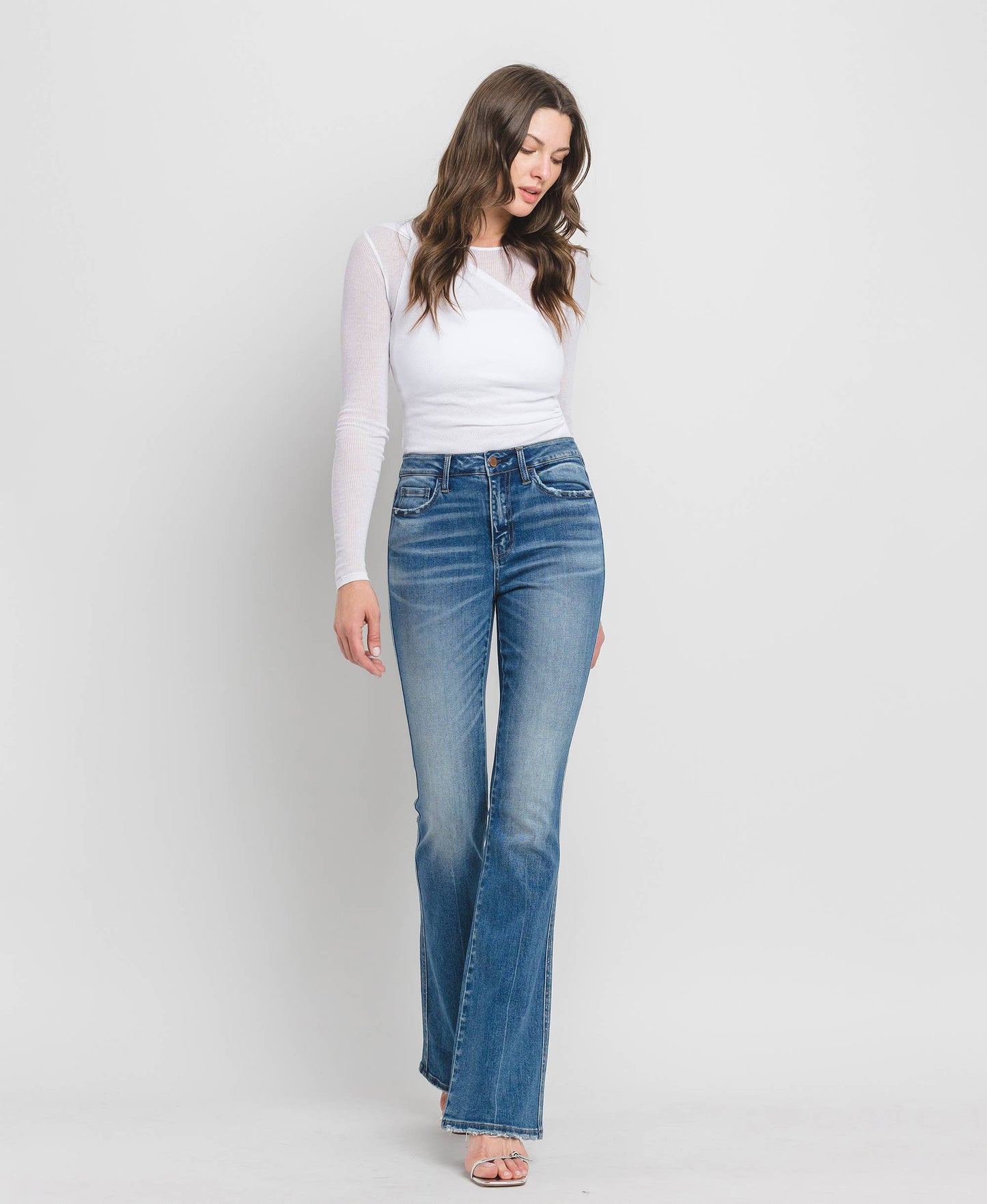 High Rise Full Length Bootcut Jeans F5099