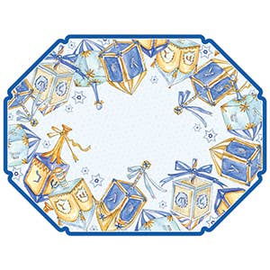 Blue Gold Dreidels Placemat