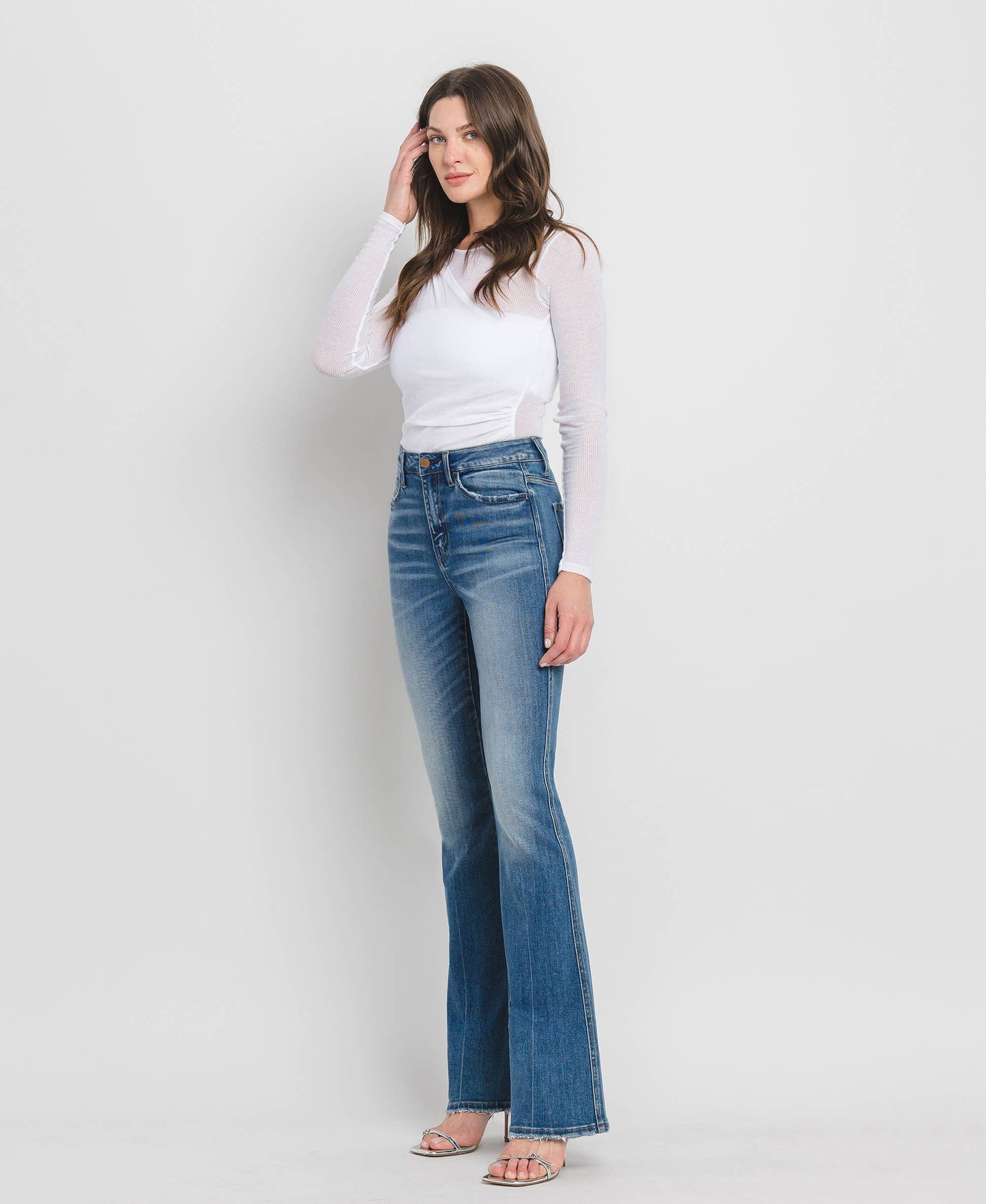 High Rise Full Length Bootcut Jeans F5099