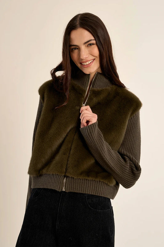 MB Khaki Faux Zip Jacket