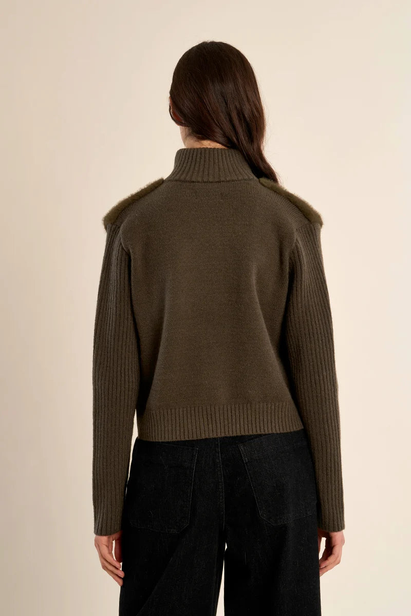 MB Khaki Faux Zip Jacket