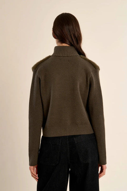 MB Khaki Faux Zip Jacket
