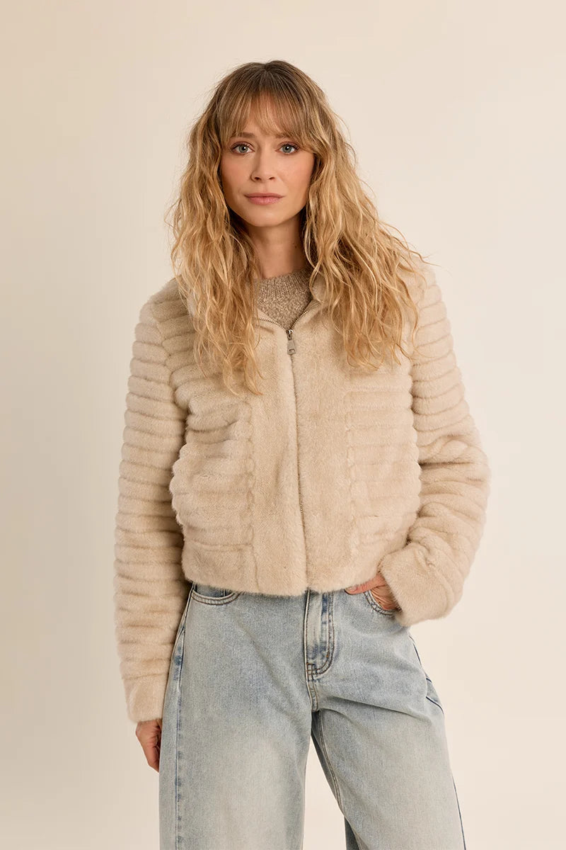 MB Off White Faux Zip Jacket