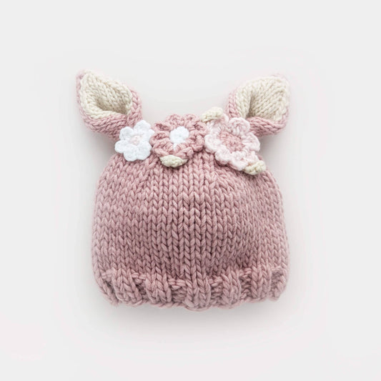 Rosy Flower Bunny Beanie
