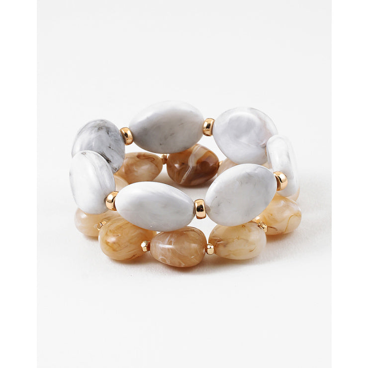 White Tan Stretch Bracelets