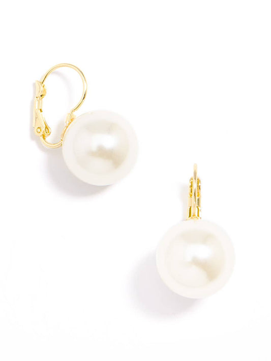 Single Pearl Drop Earring With Silver Accents