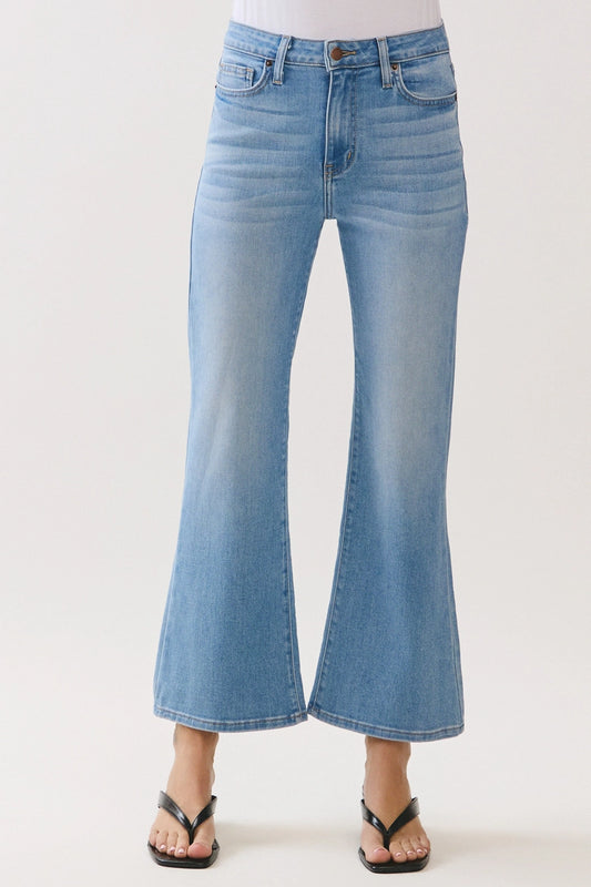 Light Denim Sicily Scissor Cut Crop Flare