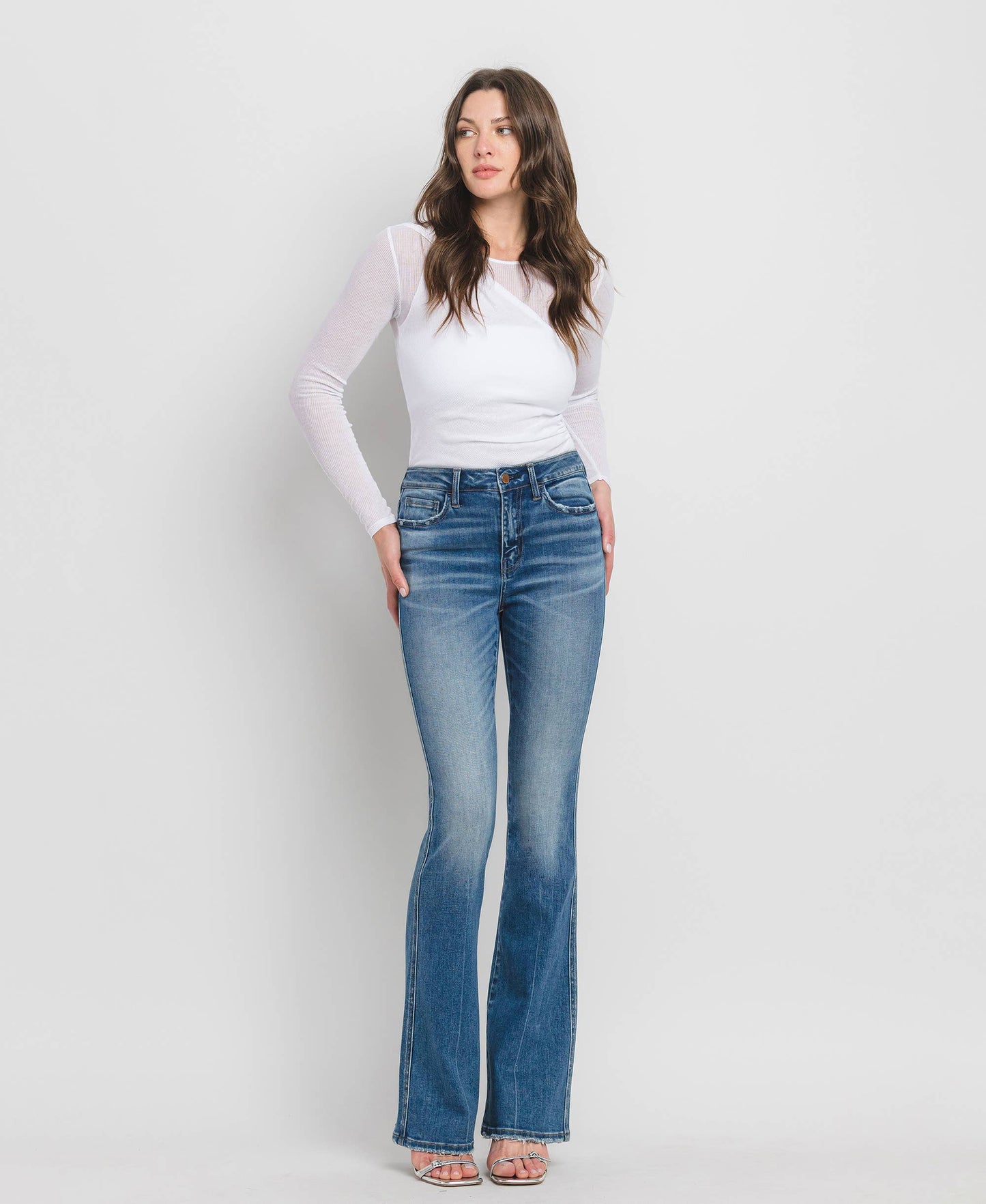 High Rise Full Length Bootcut Jeans F5099