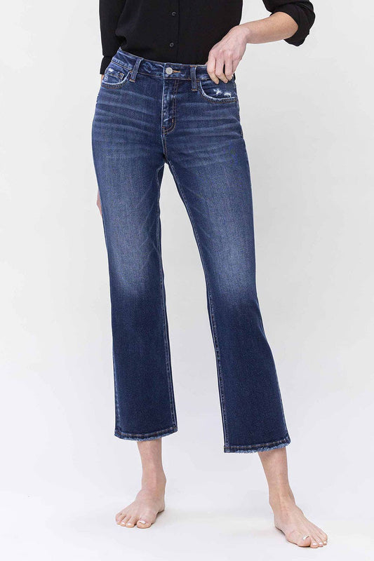 High Rise Ankle Straight Jeans F5289