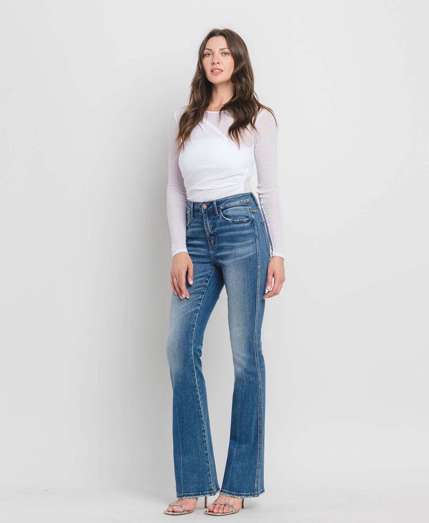 High Rise Full Length Bootcut Jeans F5099