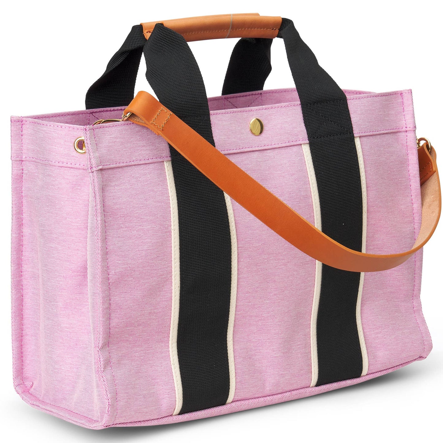 "Kylie" Pink Nylon Tote with Leather Accents