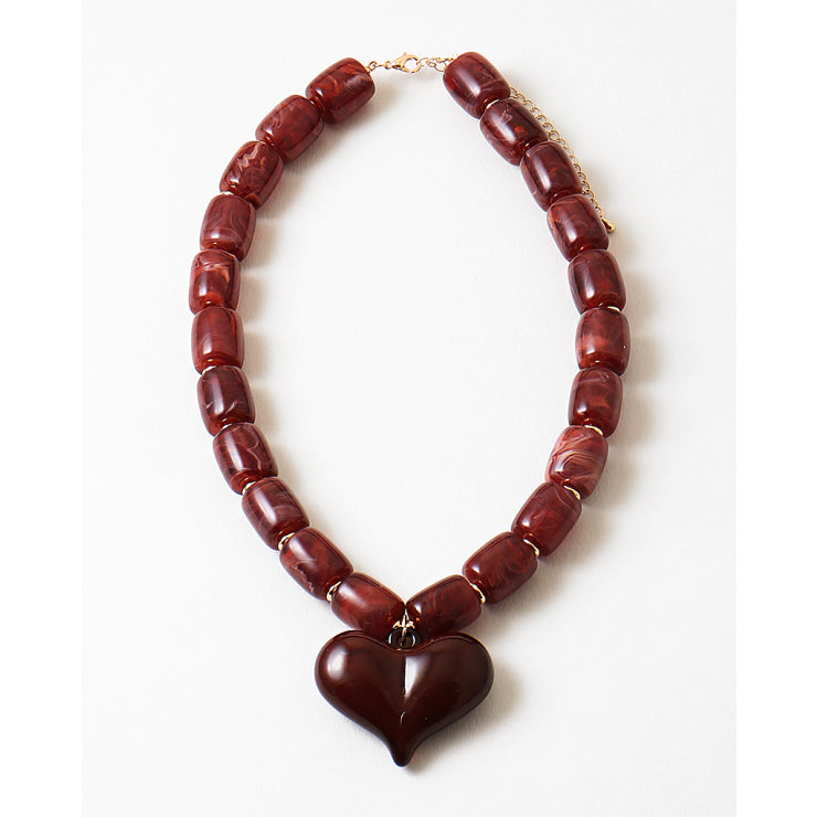 Brown Resin Heart Necklace
