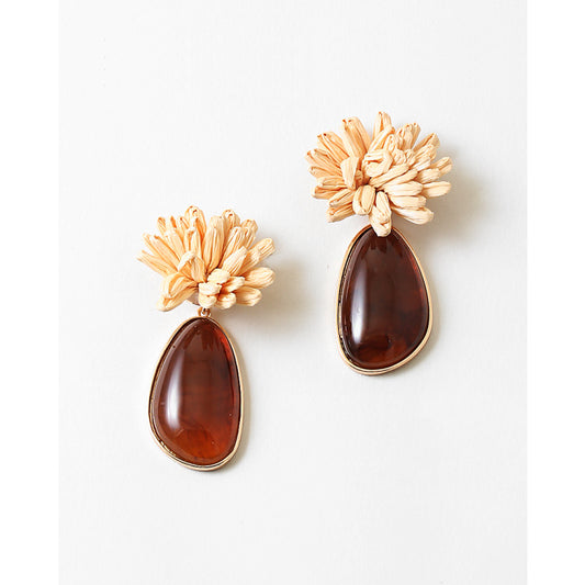 Raffia Flower Resin Earrings