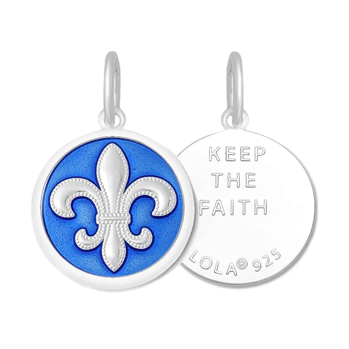 Fleur De Lis Silver Periwinkle Small Pendant