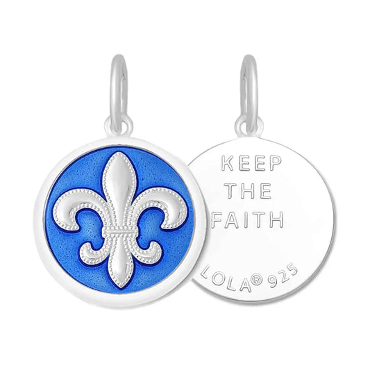 Fleur De Lis Silver Periwinkle Small Pendant