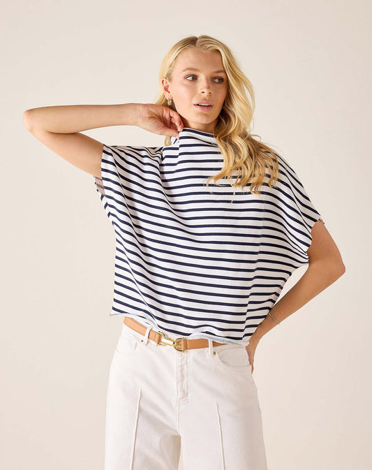 Navy Stripe Frenchie Dolman Top