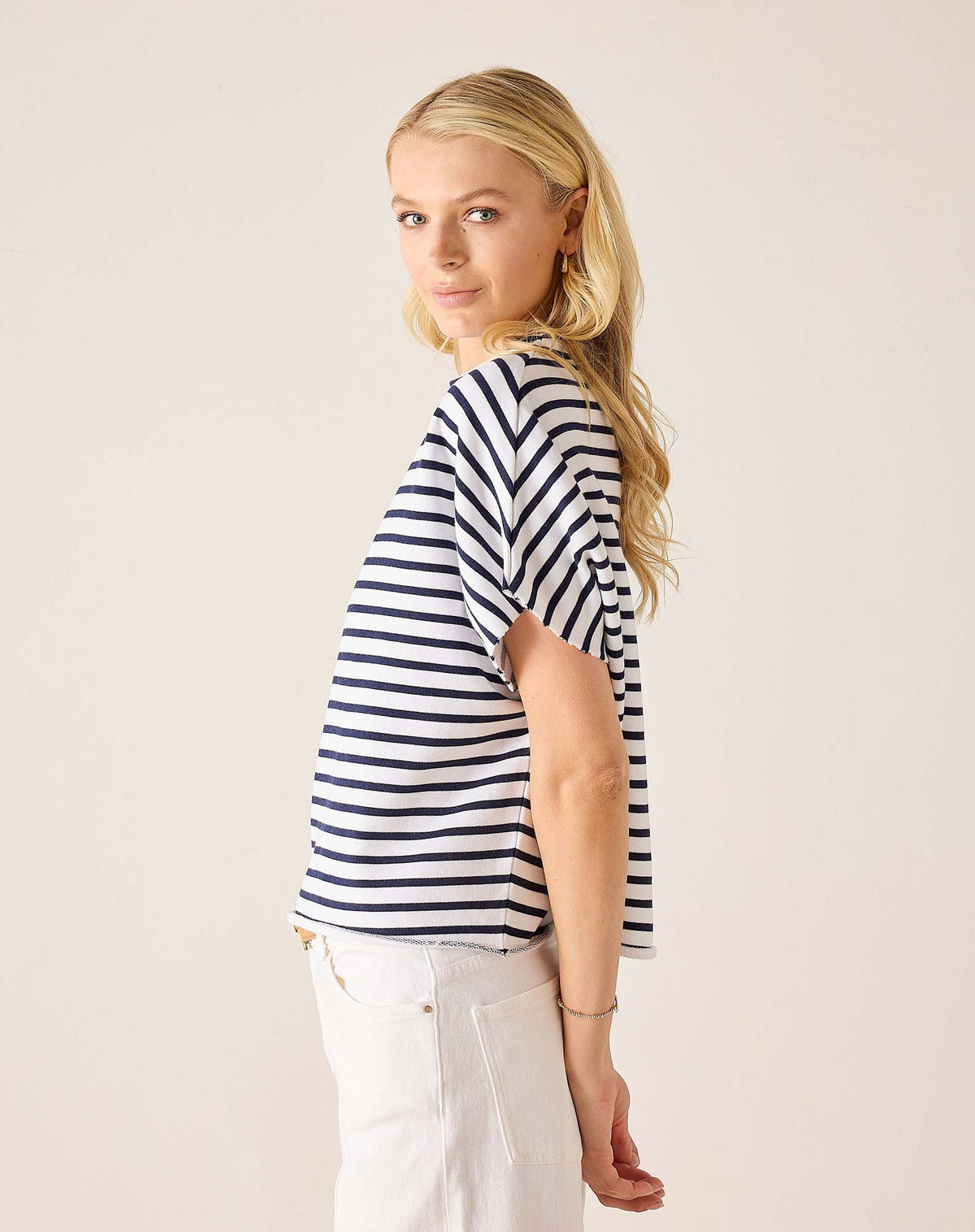 Navy Stripe Frenchie Dolman Top