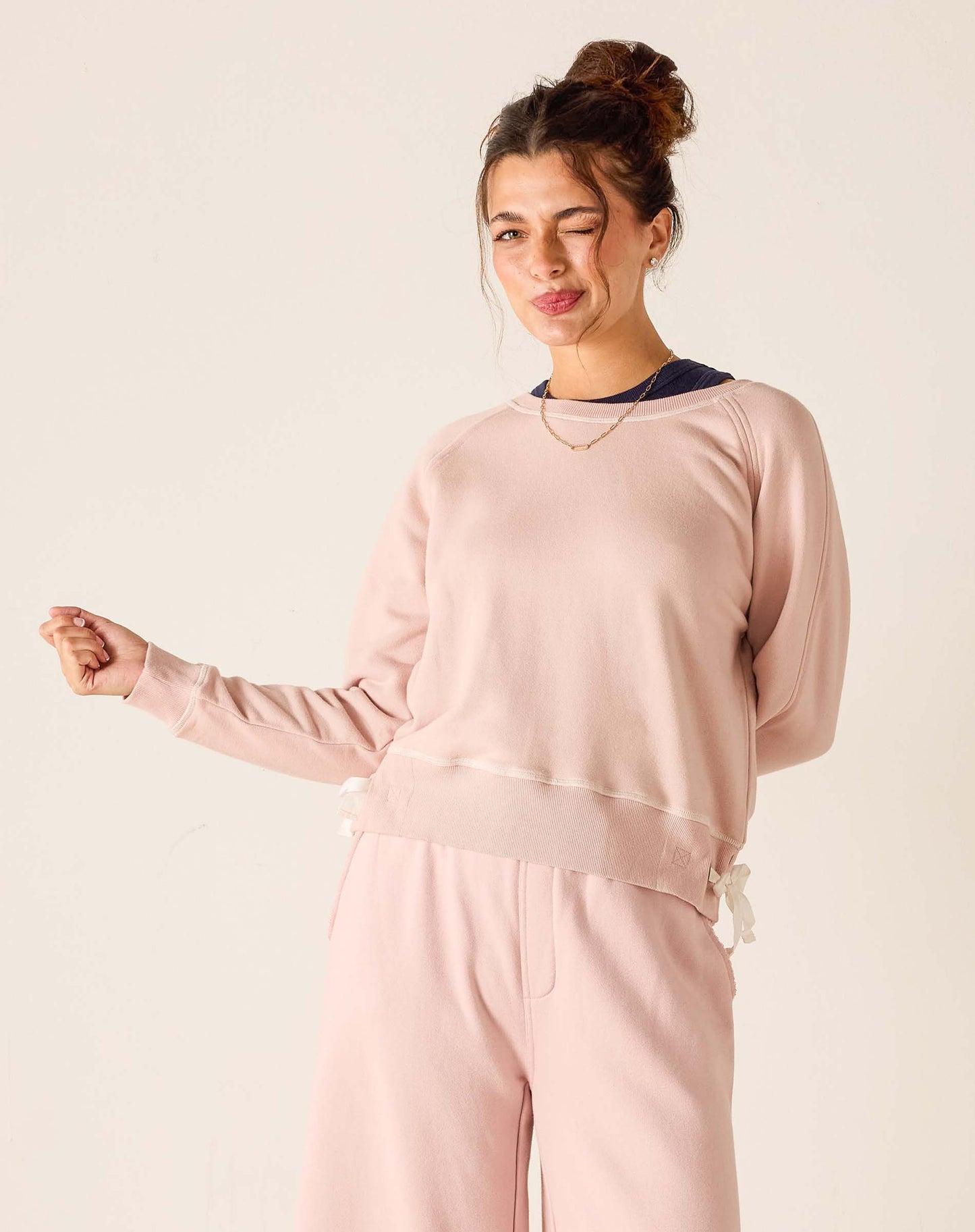 Mineral Pink Frenchie Tie Side Sweatshirt