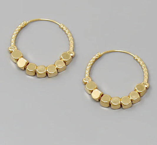 Textured Bead Gold Filled Hoop Earrings