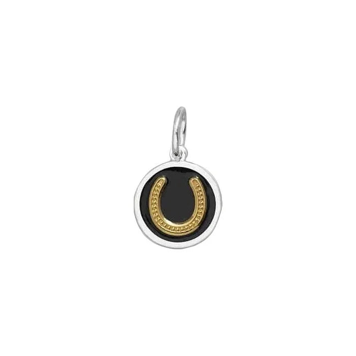 Horseshoe Mixed Metal Black Small Pendant