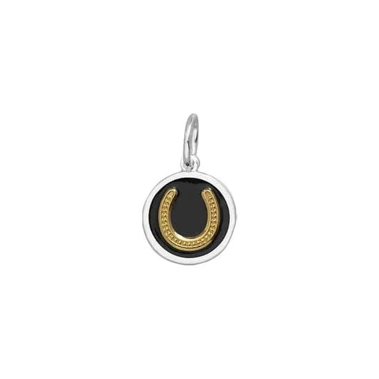 Horseshoe Mixed Metal Black Small Pendant