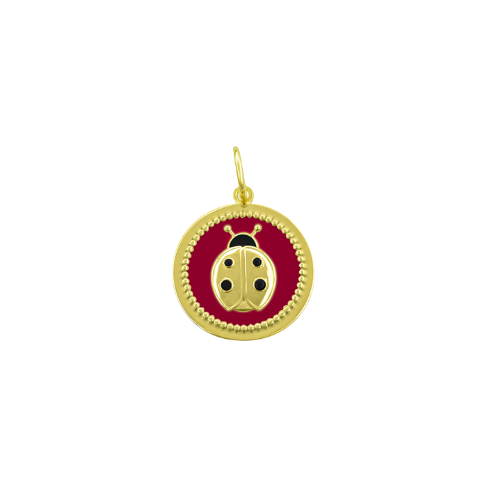 Lady Bug Gold Red Mini Pendant