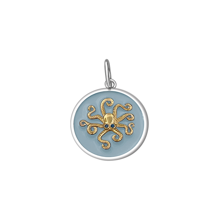 Octopus Pale Blue Gold Small Pendant