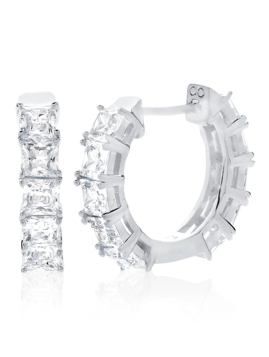 Princess Cut Hoop Earrings in Platinum - 9010504E00CZ