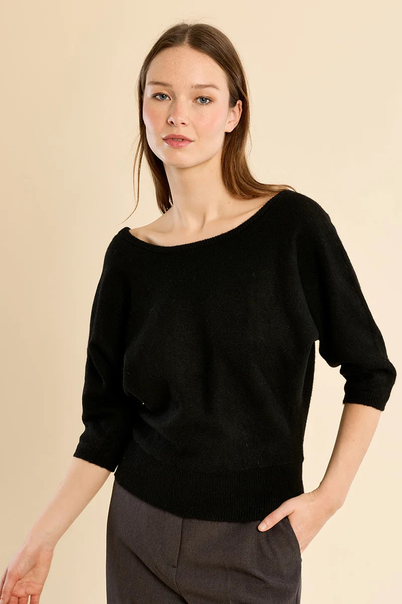 Black MB Open Back Sweater