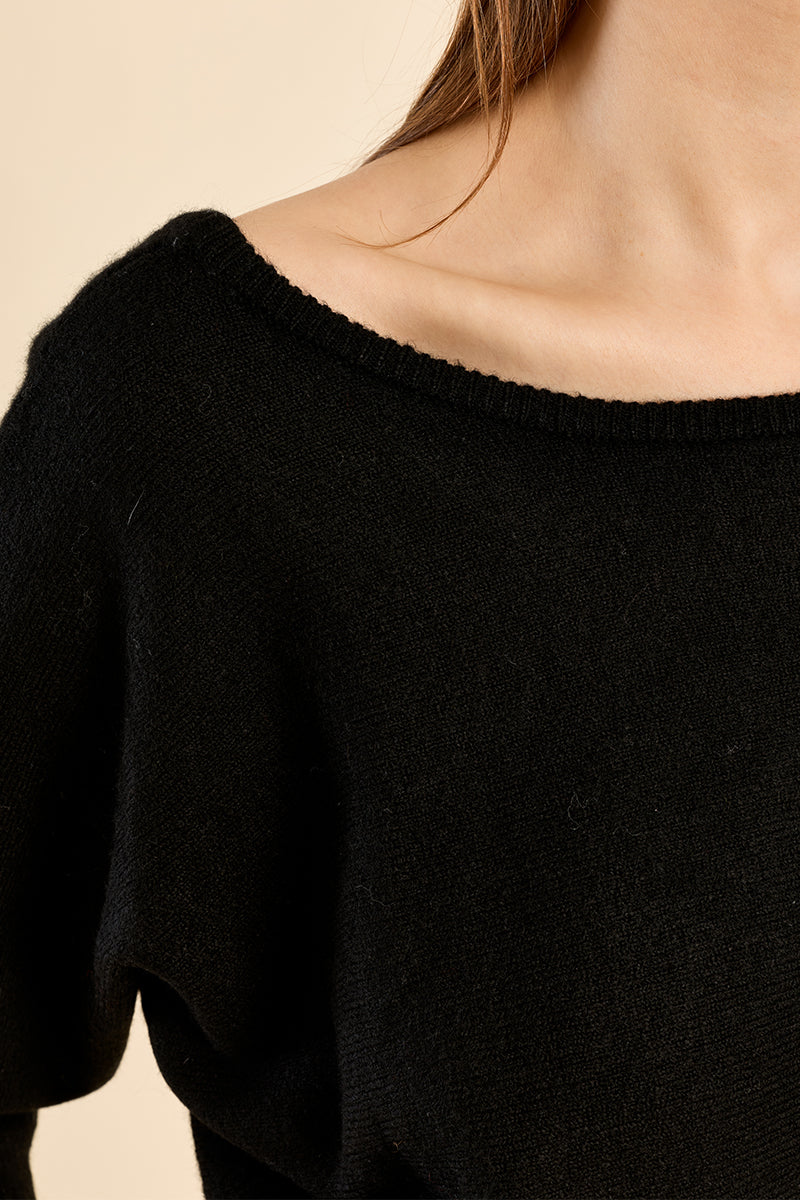 Black MB Open Back Sweater