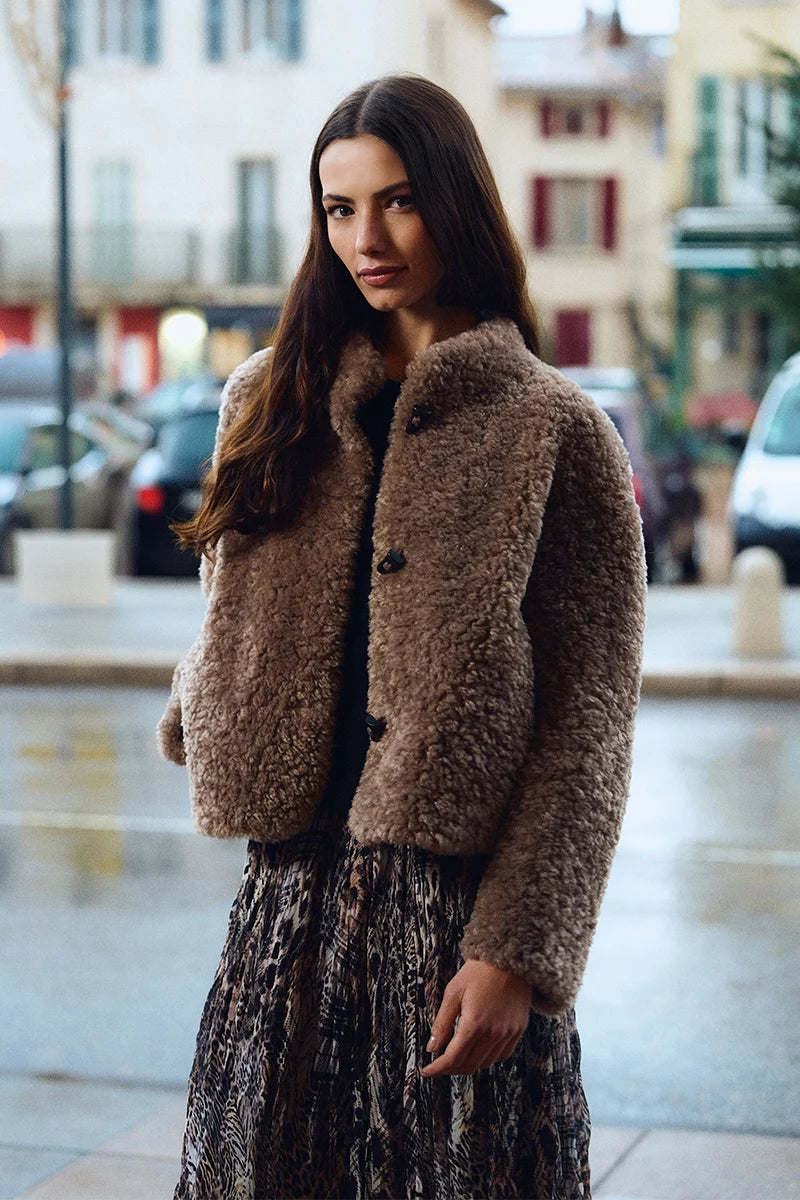 MB Brown Faux Sheepskin Jacket