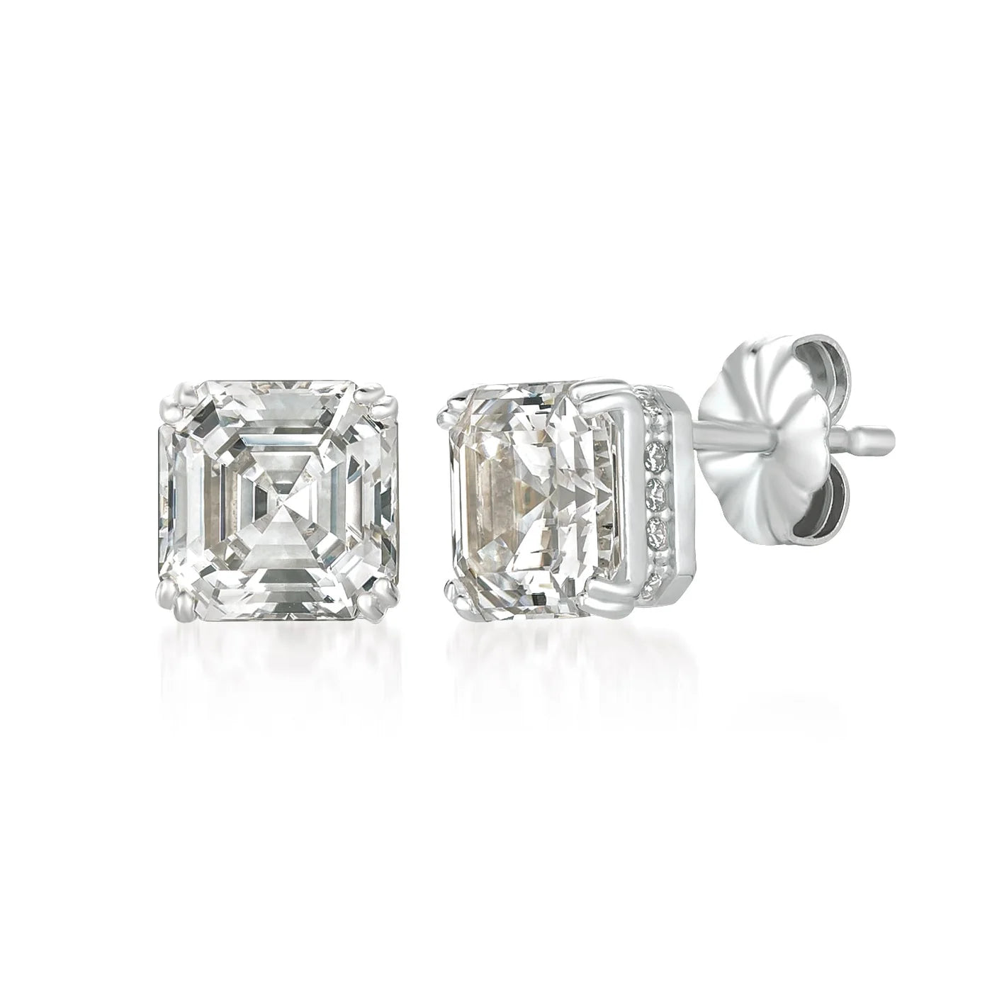 Royal Asscher Cut Stud Earrings in Platinum - 9011210E00CZ